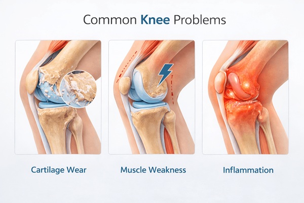 common causes of knee pain when bending after 40 infographic