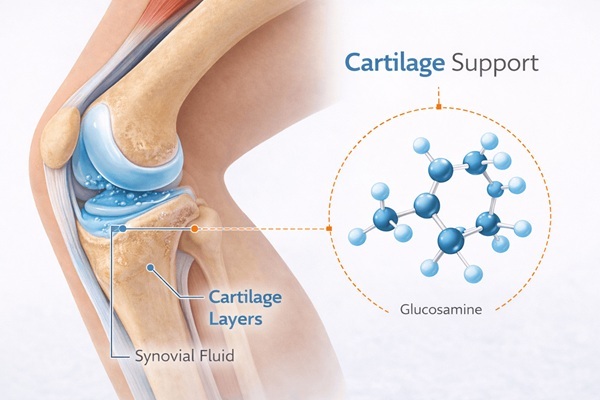 glucosamine supporting cartilage in knee joint diagram