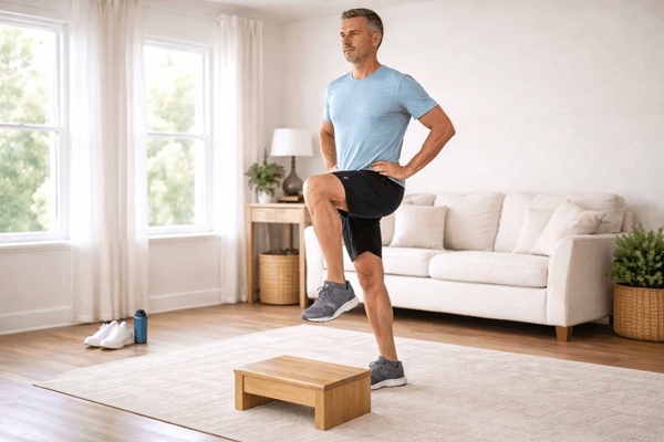 Step up strengthening exercise