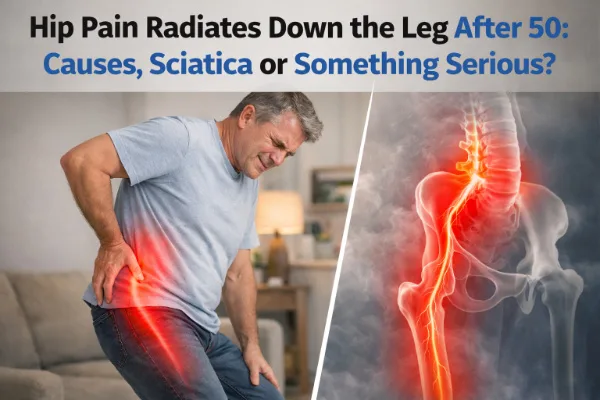 hip pain radiates down the leg after 50