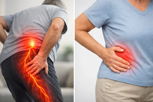 hip pain radiates down leg after 50