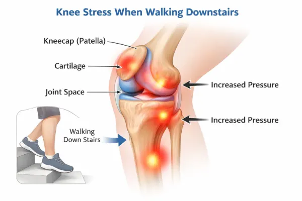 knee pain walking downstairs after 50