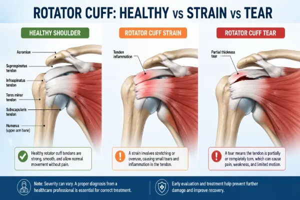 rotator cuff tear vs strain